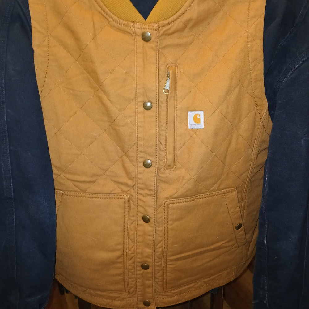 Carhartt Black Jacket with Yellow Quilted Lining
